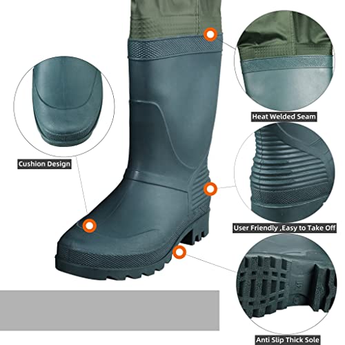Waterproof Green Fishing Chest Waders Boots Lightweight Unisex