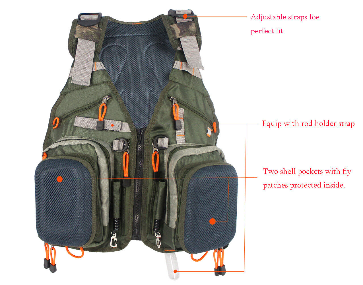 Adjustable Multi-pocket Fly Fishing Vest with Backpack