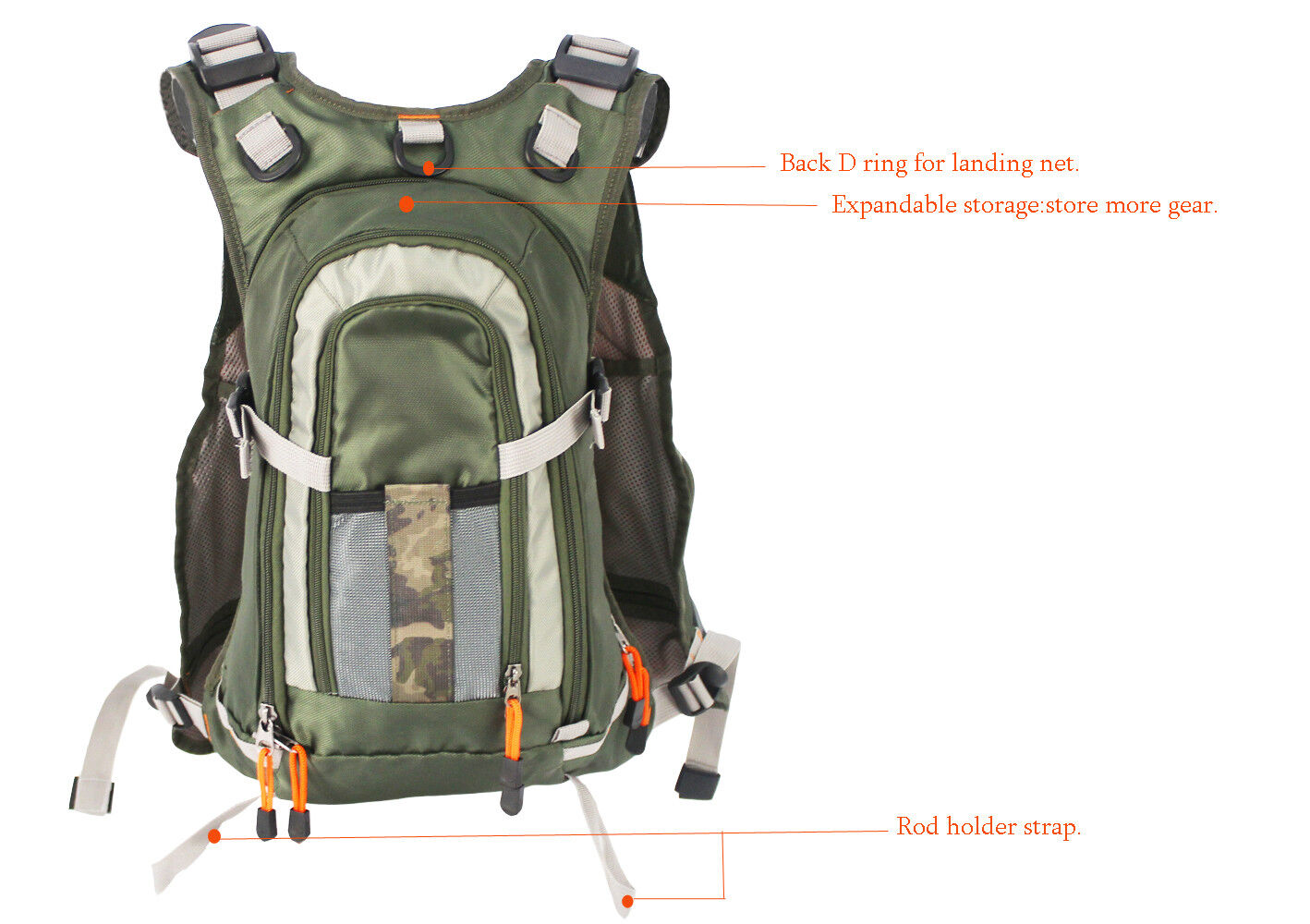 Adjustable Multi-pocket Fly Fishing Vest with Backpack