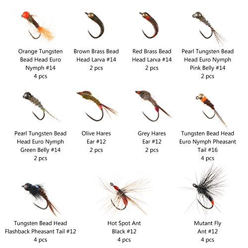 32 Barbless Trout Flies in Waterproof Fly Box