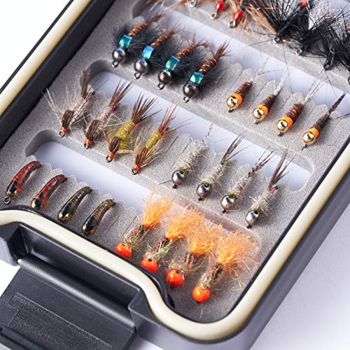 32 Barbless Trout Flies in Waterproof Fly Box