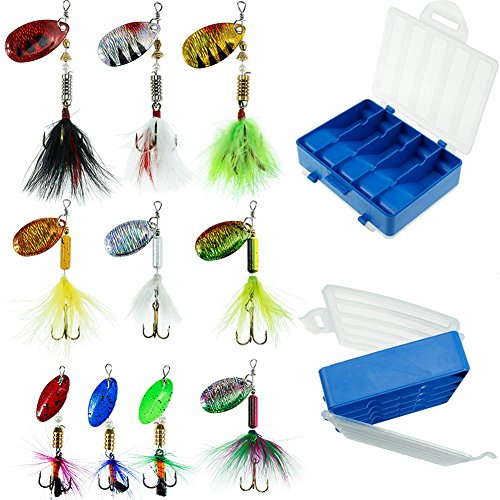 10pc Spinner Lure Kit for Bass, Trout & Salmon