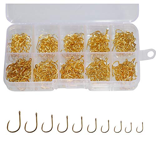 300pcs Black Fishing Hooks Set 6 Sizes in Plastic Box