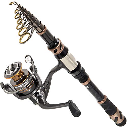 PLUSINNO Carbon Fiber Telescopic Fishing Pole - Spinning Reel