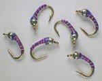 Silver Purple Zebra Midge Tungsten Nymphs for Trout