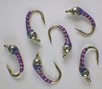 Silver Purple Zebra Midge Tungsten Nymphs for Trout