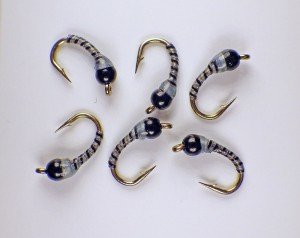 Blue Dun Zebra Midge Tungsten Nymphs for Trout