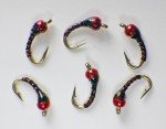Black and Red Zebra Midge Tungsten Nymphs for Trout