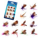 12 Pack Trout Fly Fishing Lures - Dry/Wet Flies