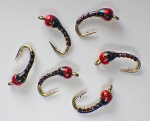 Black and Red Zebra Midge Tungsten Nymphs