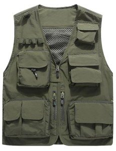 Flygo Men's Outdoor Fishing Vest Jacket with Multi Pockets