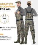 Camo Chest Waders with Boots - Waterproof Size 14