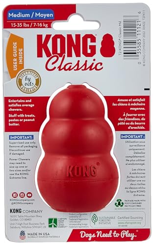 2 Pack KONG Classic Dog Toys, Red Medium