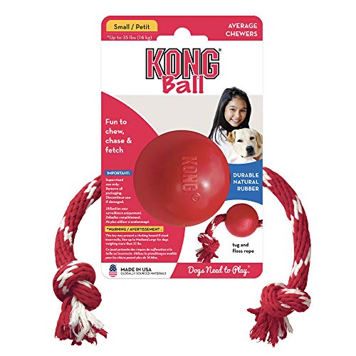 KONG Ball with Rope: Durable Fetch & Chew Toy