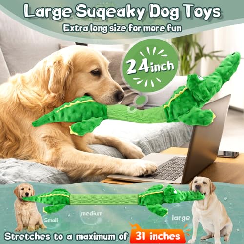 Durable Squeaky Plush, Tough Chew Tug Interactive Dog Toys