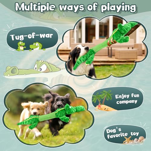 Durable Squeaky Plush, Tough Chew Tug Interactive Dog Toys