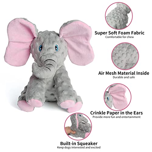 Durable Plush Elephant Dog Chew Toy for Medium-Large Breeds