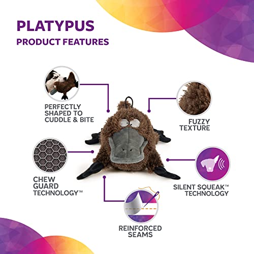 Durable Platypus Squeak Dog Toy - Brown, Large