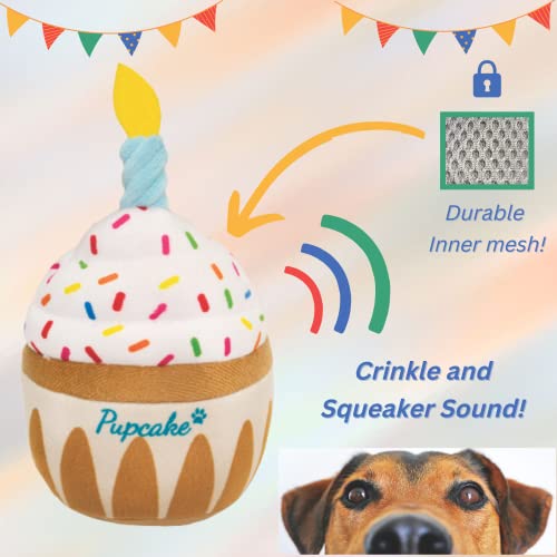 Pup Cake Plush Squeak Toy for Dog Birthday