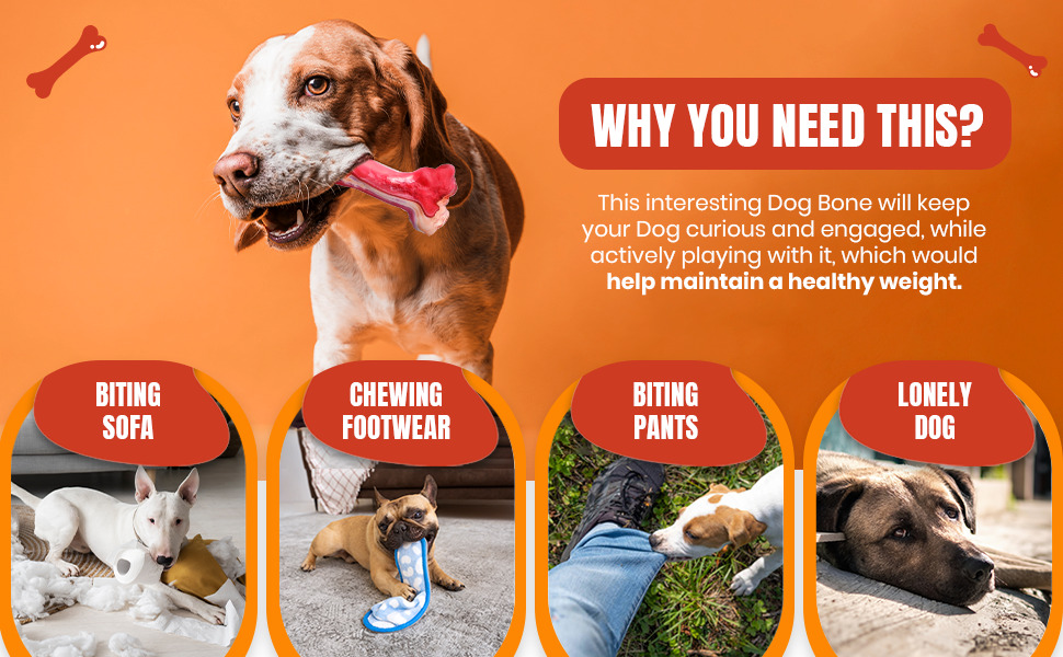 Indestructible Dog Chew Bone Toy for Aggressive Chewers