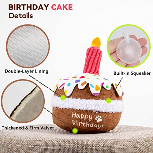 lilfrd Birthday Cake Squeaky Plush Dog Toy