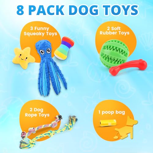 Luxury 8 Pack Christmas Dog Toy Set for Small Dogs