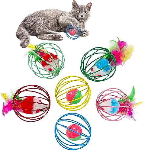 Interactive Cat Toy Set with Metal Cage Balls
