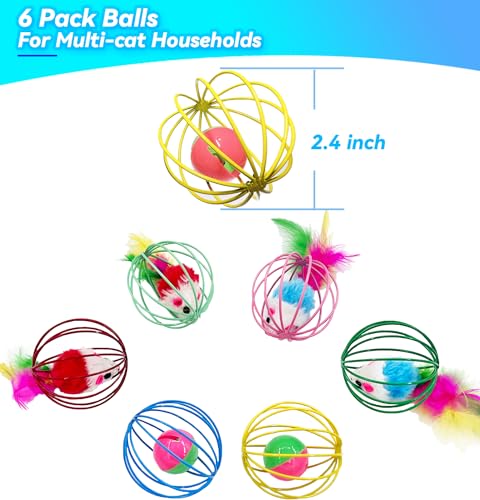Interactive Cat Toy Set with Metal Cage Balls