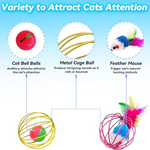 Interactive Cat Toy Set with Metal Cage Balls