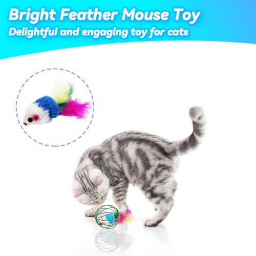 Interactive Cat Toy Set with Metal Cage Balls