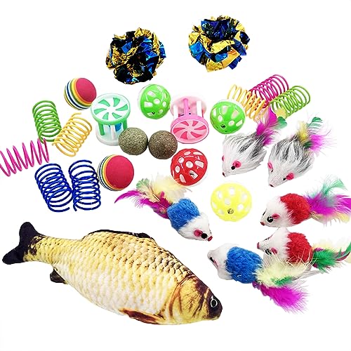 27 Piece Cat Toy Set with Catnip, Bells, Mice