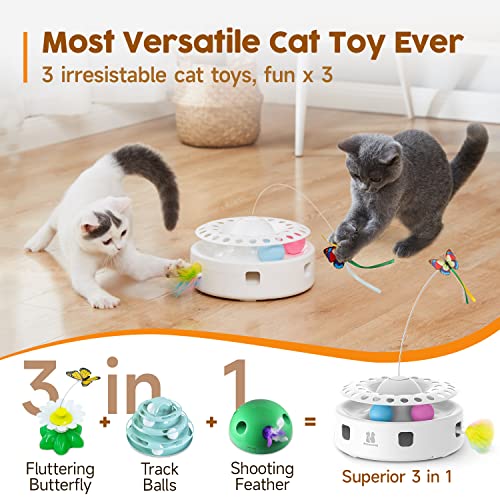 Potaroma 3in1 Automatic Interactive Cat Toy Floral White