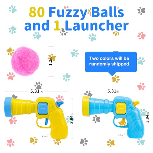 DIY Cat Toy Set with Launcher and Pom-Poms