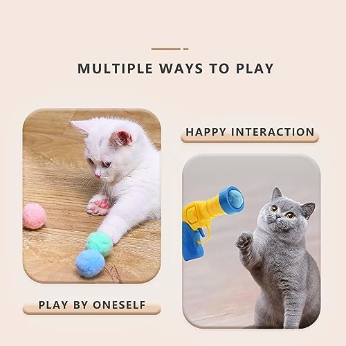 DIY Cat Toy Set with Launcher and Pom-Poms