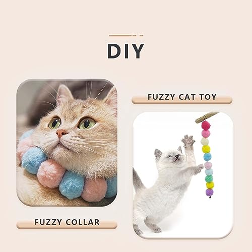 DIY Cat Toy Set with Launcher and Pom-Poms