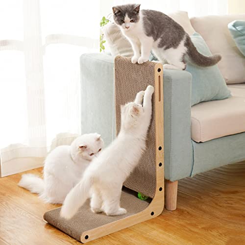 Large L Shape Cat Scratcher with Toy Ball