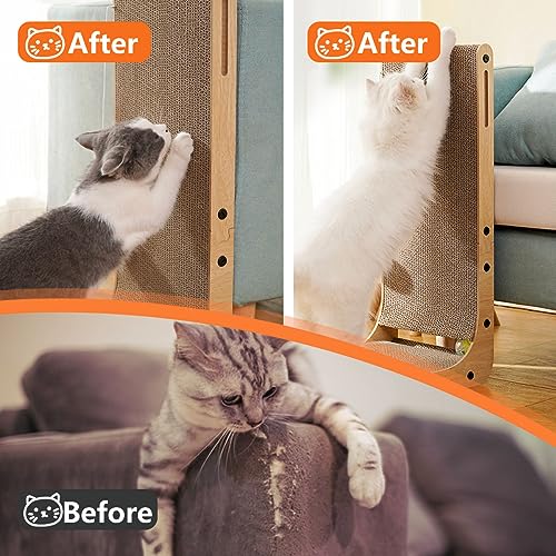 Large L Shape Cat Scratcher with Toy Ball