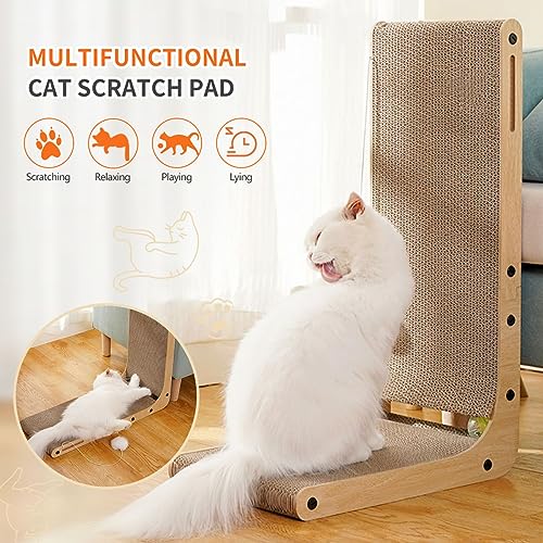 Large L Shape Cat Scratcher with Toy Ball