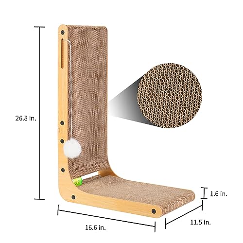 Large L Shape Cat Scratcher with Toy Ball
