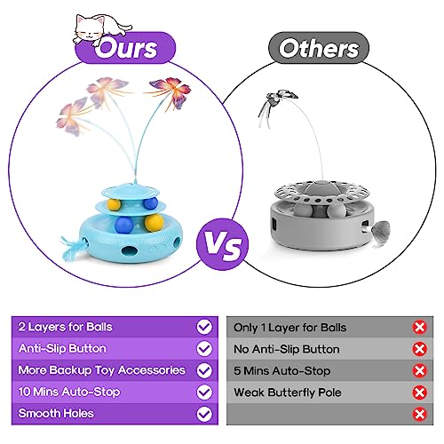 Interactive Cat Toys Set: Rotating Butterfly, Feather, Balls