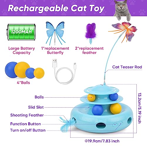 Interactive Cat Toys Set: Rotating Butterfly, Feather, Balls