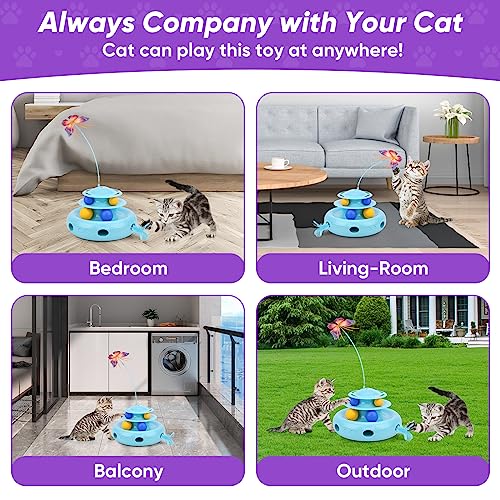 Interactive Cat Toys Set: Rotating Butterfly, Feather, Balls