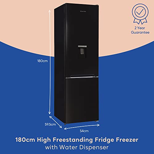 Russell Hobbs Black Freestanding Fridge Freezer with Dispenser