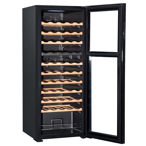 Baridi 55-Bottle Dual Zone Wine Cooler, Black