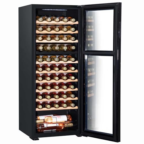 Baridi 55-Bottle Dual Zone Wine Cooler, Black