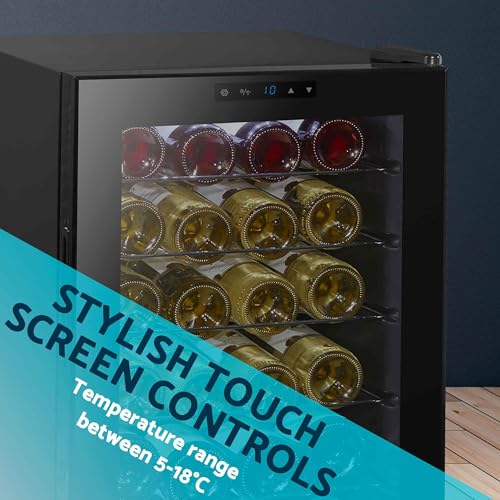 Baridi Black Wine Cooler with Touch Screen LED