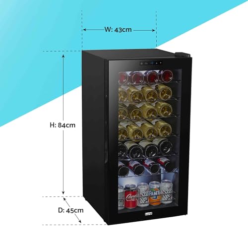 Baridi Black Wine Cooler with Touch Screen LED
