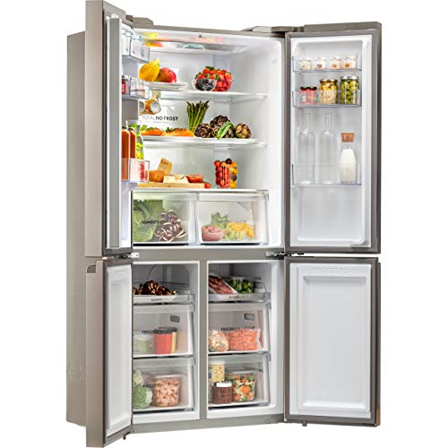 Haier 4-Door Freestanding Fridge Freezer, 528L Silver