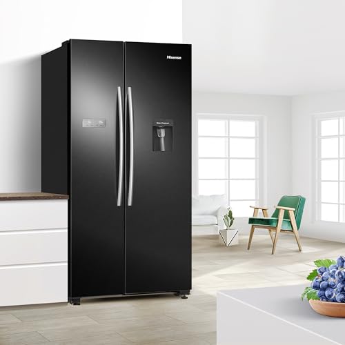 Hisense 578L Side-by-Side Fridge Freezer, Black
