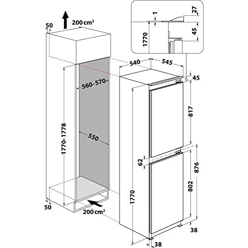 Hotpoint 230L Integrated 50/50 Fridge Freezer